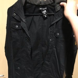 Black Hooded Army Jacket